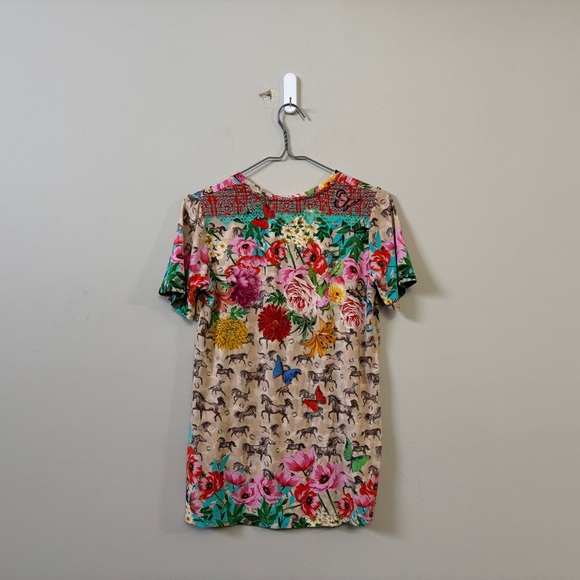 Johnny Was Lace garden favourites short sleeve v-neck womens shirt - Picture 7 of 9